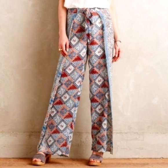 Elevenses Anthro Wide Leg Boho Gaucho Pants SZ 10 - Picture 1 of 8
